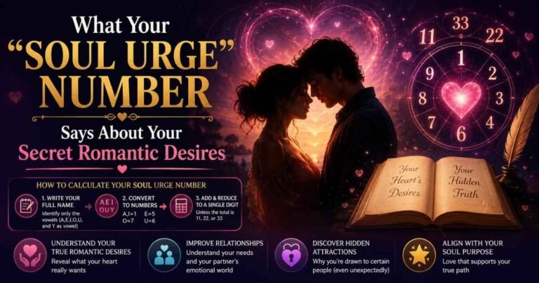 Soul Urge Number reveals secret romantic desires, emotional needs, and relationship patterns