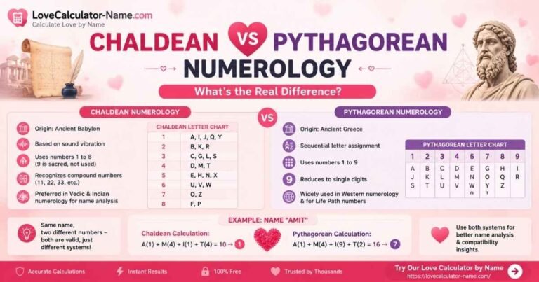 Chaldean vs Pythagorean Numerology comparison showing key differences between both numerology systems